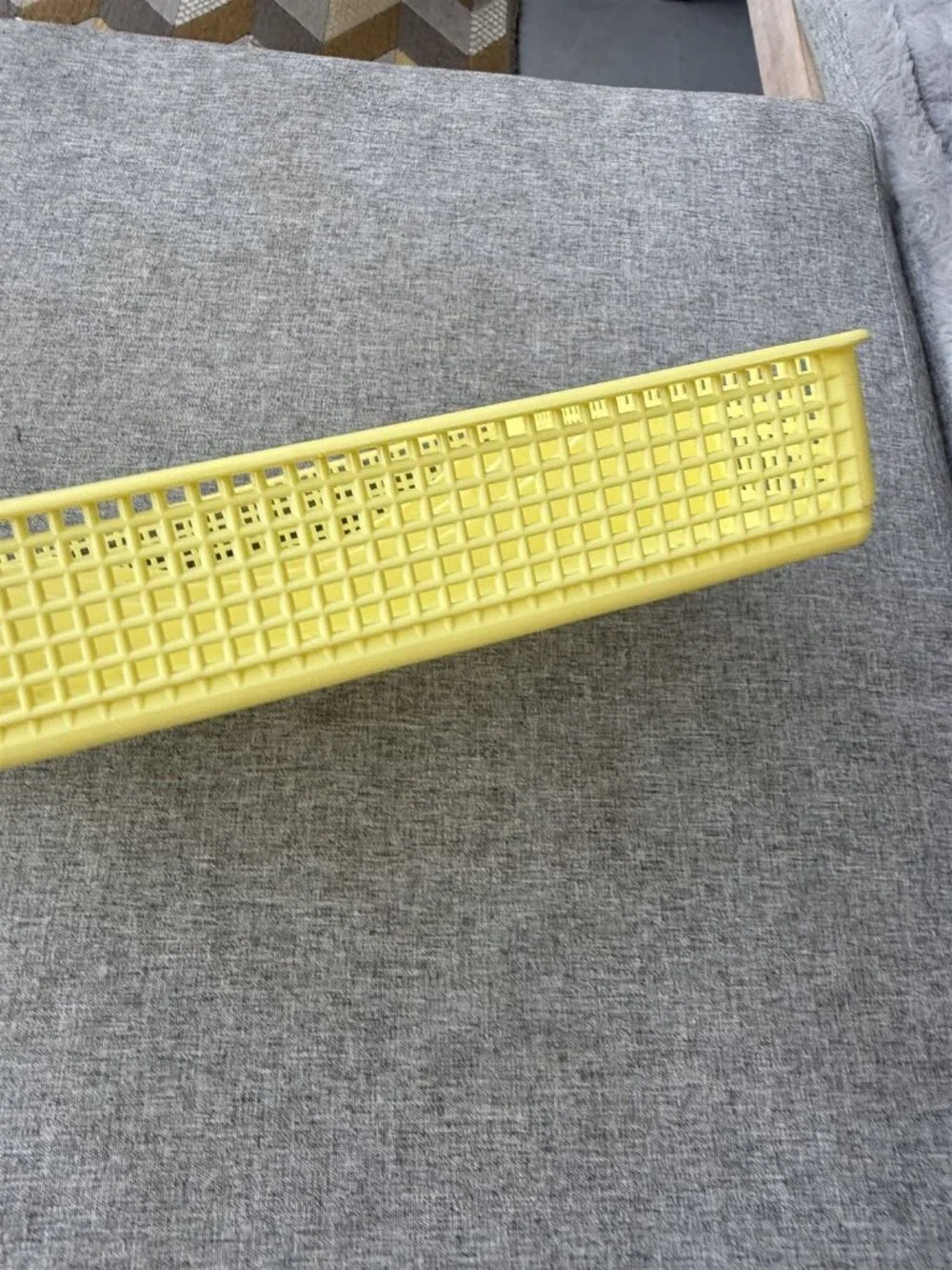 Vintage Yellow Plastic Mesh Silverware Tray Flatware Utensil Holder Mcm